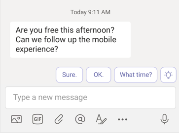 Suggested replies in Teams mobile — 