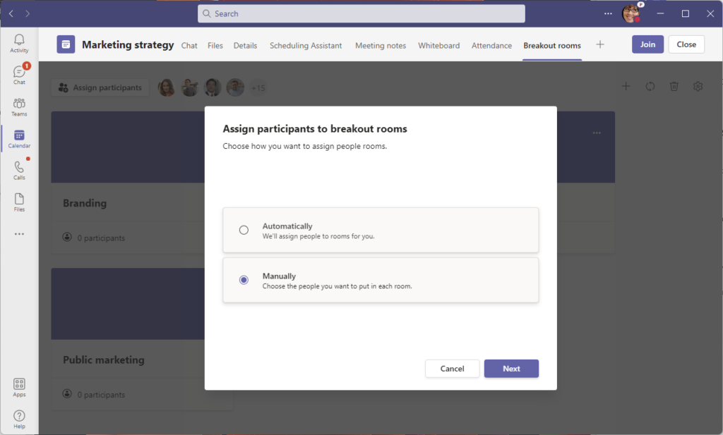 Manage breakout rooms before meeting starts and assign room managers