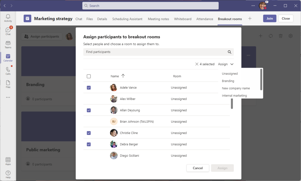 Manage breakout rooms before meeting starts and assign room managers